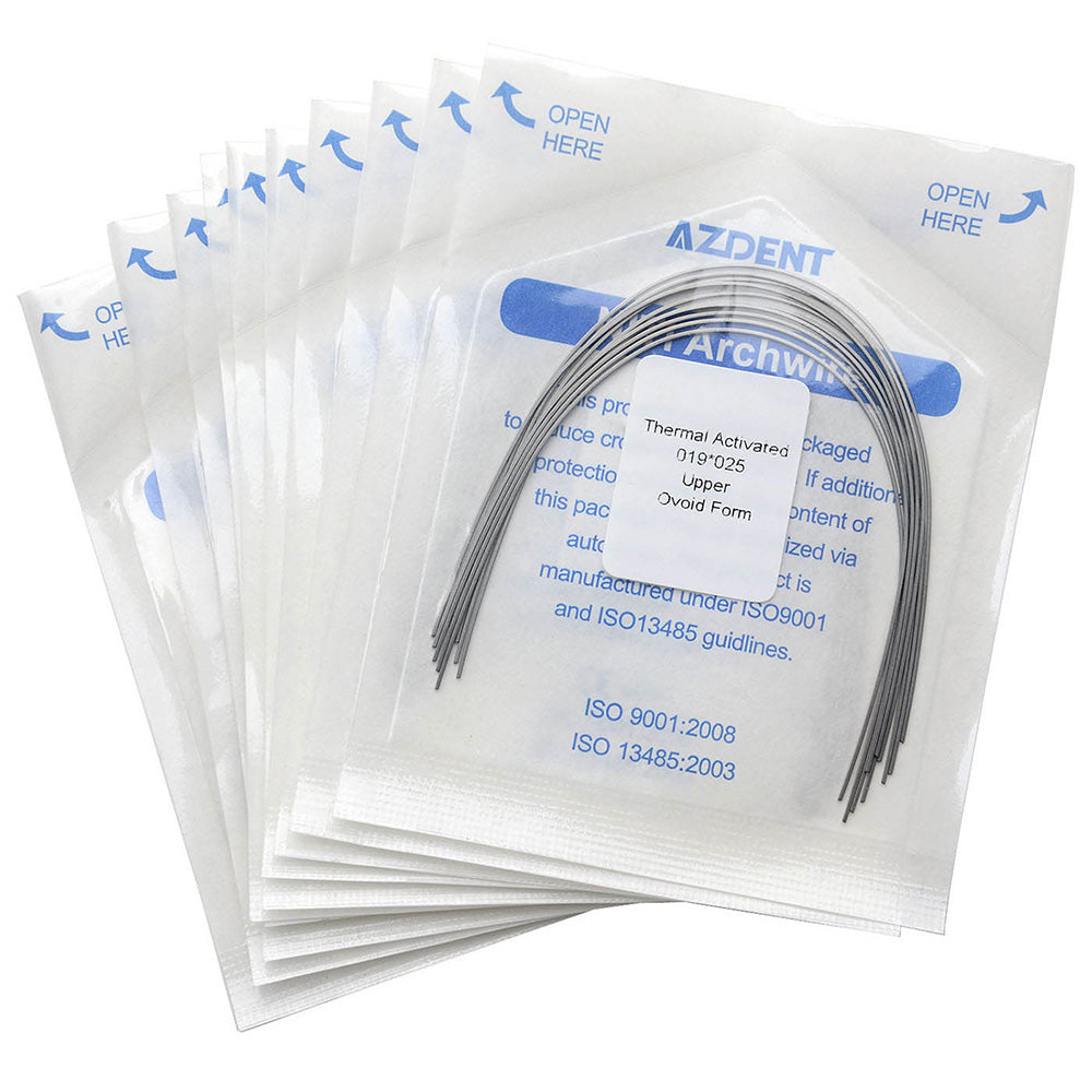 AZDENT Thermal Active NiTi Archwire Ovoid Form Rectangular 0.019 x 0.025 Upper 10pcs/Pack - azdentall.com