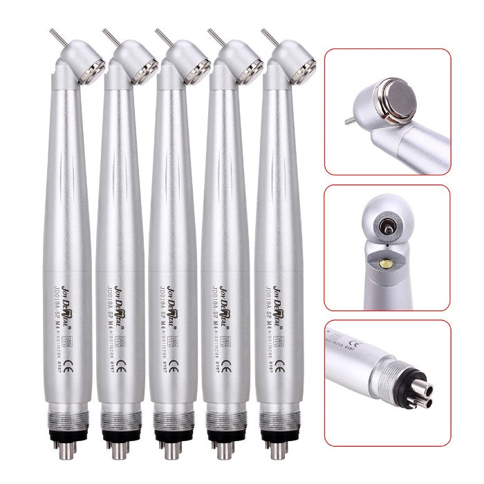 5pcs Dental High Speed Handpiece 45 Degree Standard Head Push Button E-Generator LED 4 Hole-azdentall.com