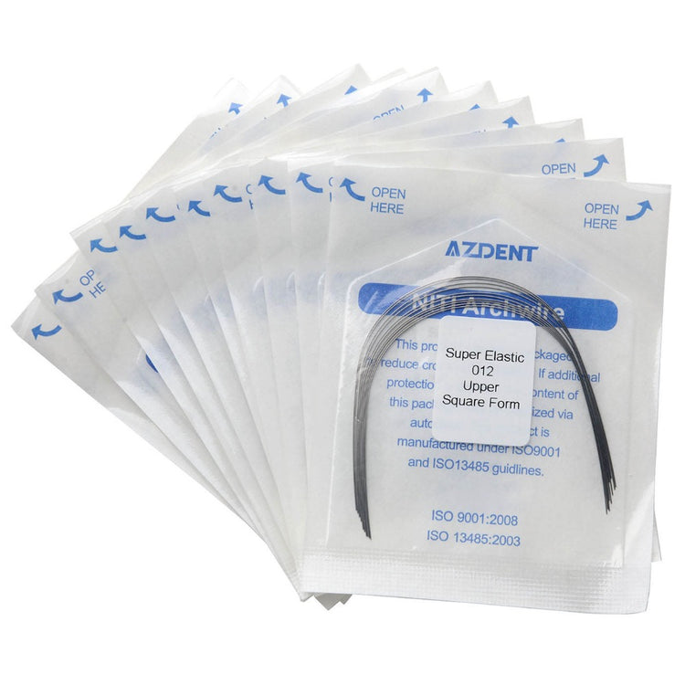 AZDENT Dental Orthodontic Archwires NiTi Super Elastic Square Round Full Size 10pcs/Pack - azdentall.com