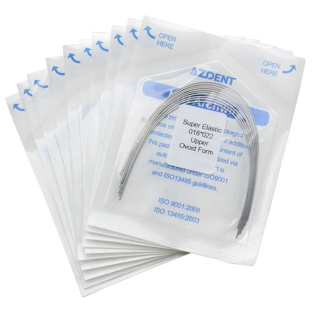 AZDENT Dental Orthodontic Archwires Niti Super Elastic Ovoid Rectangular 0.018 x 0.022 Upper 10pcs/Pack - azdentall.com