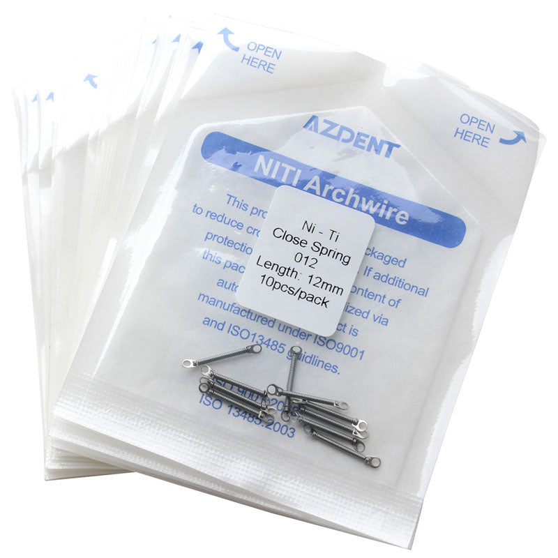 AZDENT Dental Orthodontic Accessory Closed Coil Spring 0.012 12mm 10pcs/Bag - azdentall.com