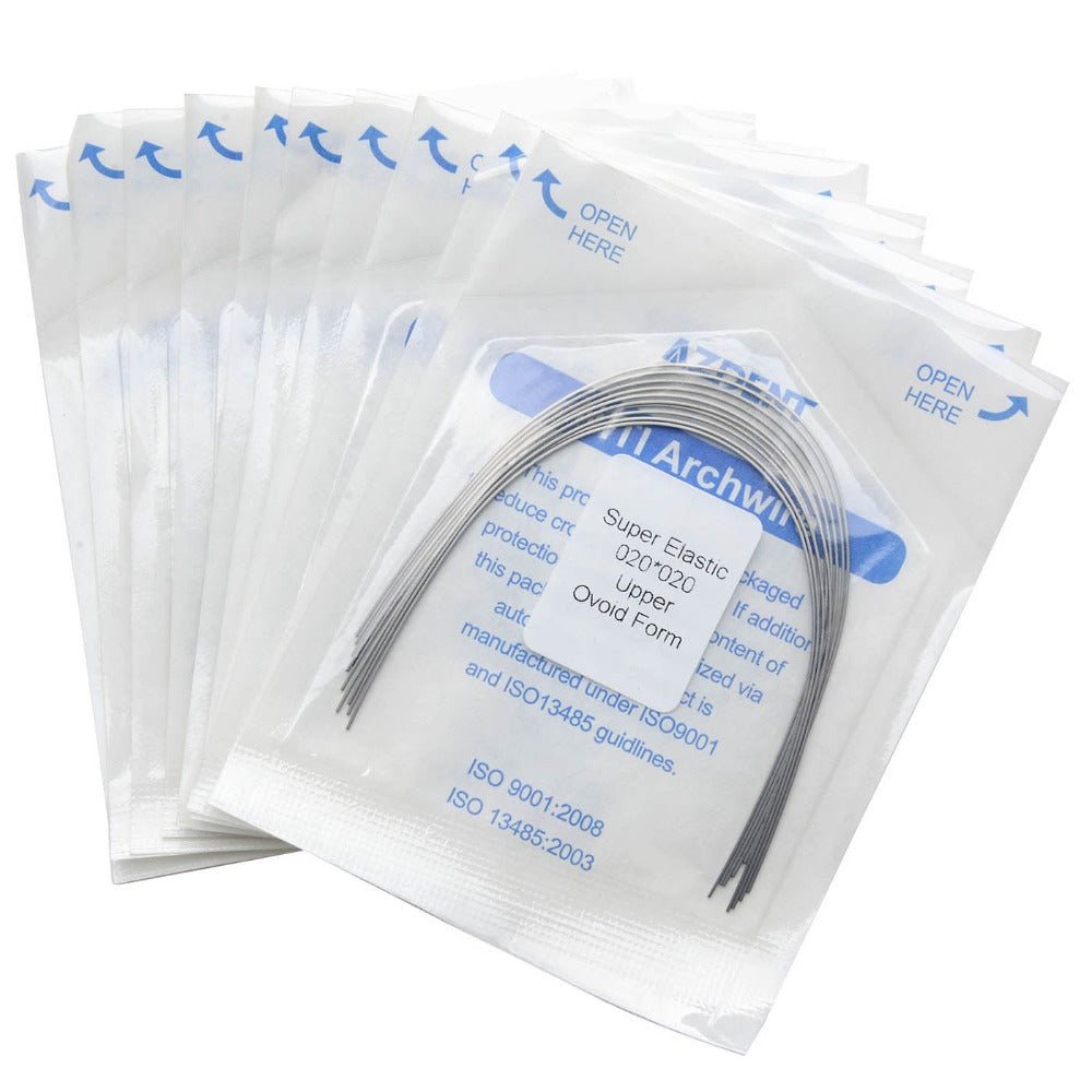 AZDENT Dental Orthodontic Archwires Niti Super Elastic Ovoid Rectangular Full Size 10pcs/Pack - azdentall.com