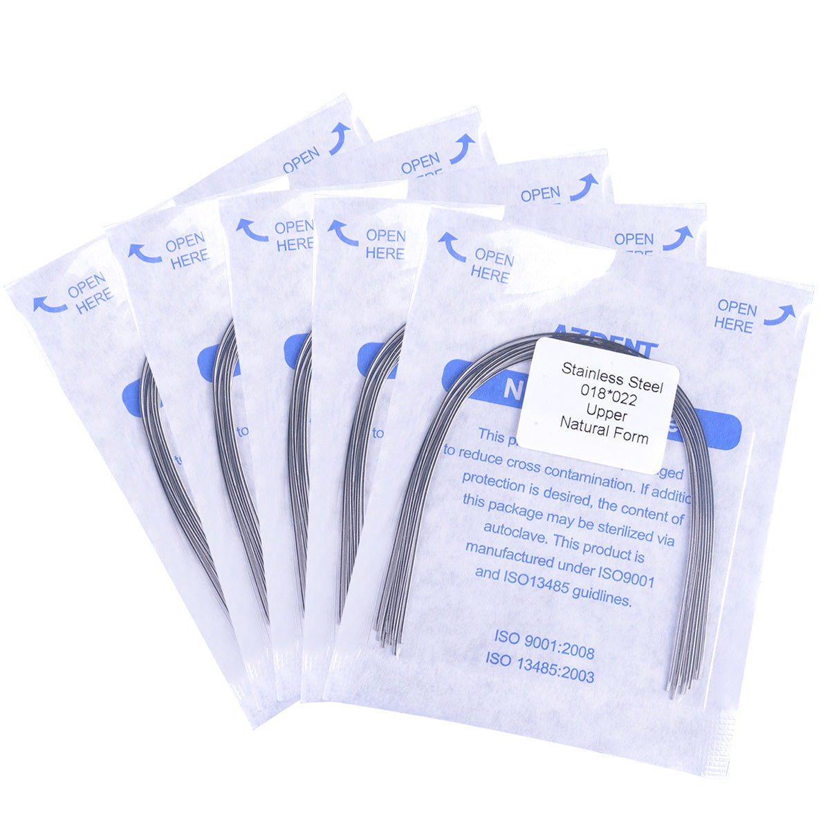 AZDENT Dental Orthodontic Archwire Stainless Steel Natural Rectangular  0.018 x 0.022 Upper 10pcs/Pack-azdentall.com