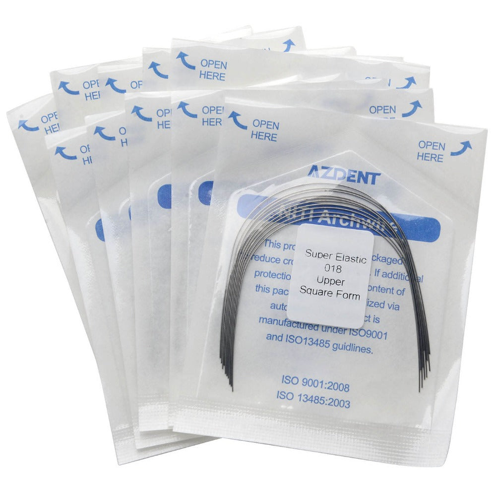 AZDENT Dental Orthodontic Archwires NiTi Super Elastic Square Round Full Size 10pcs/Pack - azdentall.com