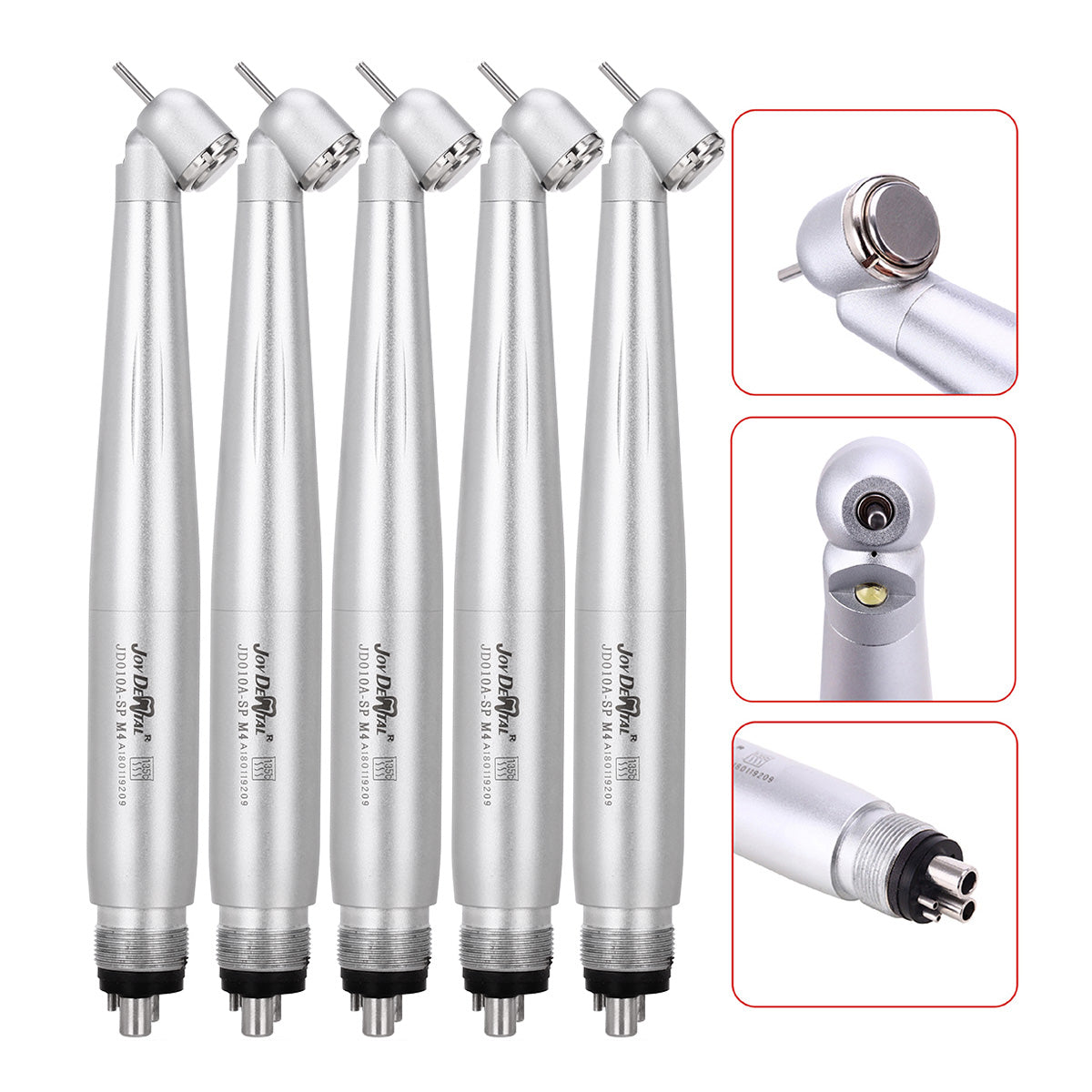 2pcs Dental High Speed Handpiece 45 Degree Standard Head Push Button E-Generator LED 4 Hole - azdentall.com