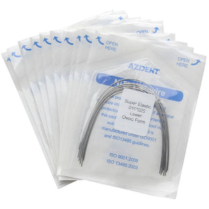 AZDENT Dental Orthodontic Archwire Niti Super Elastic Ovoid Form Rectangular 0.016 x 0.025 Lower 10pcs/Pack - azdentall.com