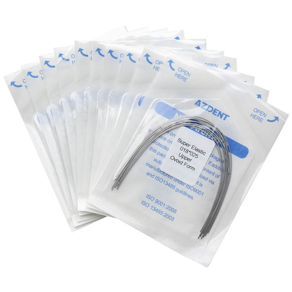 AZDENT Dental Orthodontic Archwires Niti Super Elastic Ovoid Rectangular 0.018 x 0.025 Upper 10pcs/Pack - azdentall.com