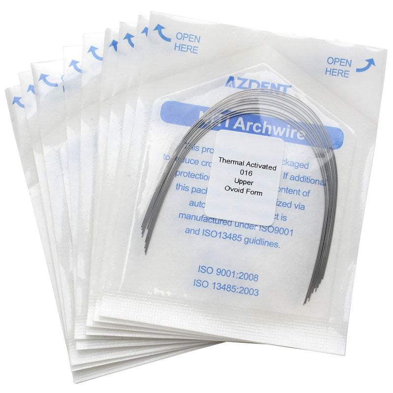 AZDENT Thermal Active NiTi Arch Wire Ovoid Form Round 0.016 Upper 10pcs/Pack - azdentall.com