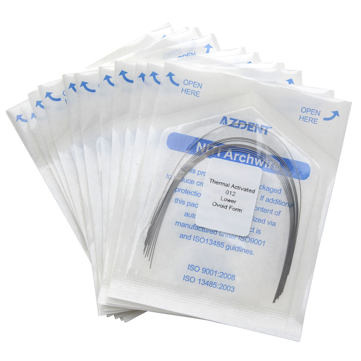 AZDENT Thermal Active NiTi Arch Wire Ovoid Form Round 0.012 Lower 10pcs/Pack - azdentall.com