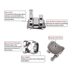 AZDENT Dental Metal Brackets Standard Edgewise Slot .022 Hooks on 3 20pcs/Pack - azdentall.com