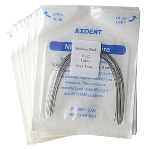 20 Packs AZDENT Archwire Stainless Steel Oval Form Rectangular 0.017 x 0.022 Lower 10pcs/Pack - azdentall.com