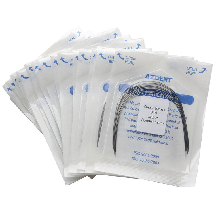 AZDENT Dental Orthodontic Archwires NiTi Super Elastic Square Round Full Size 10pcs/Pack - azdentall.com