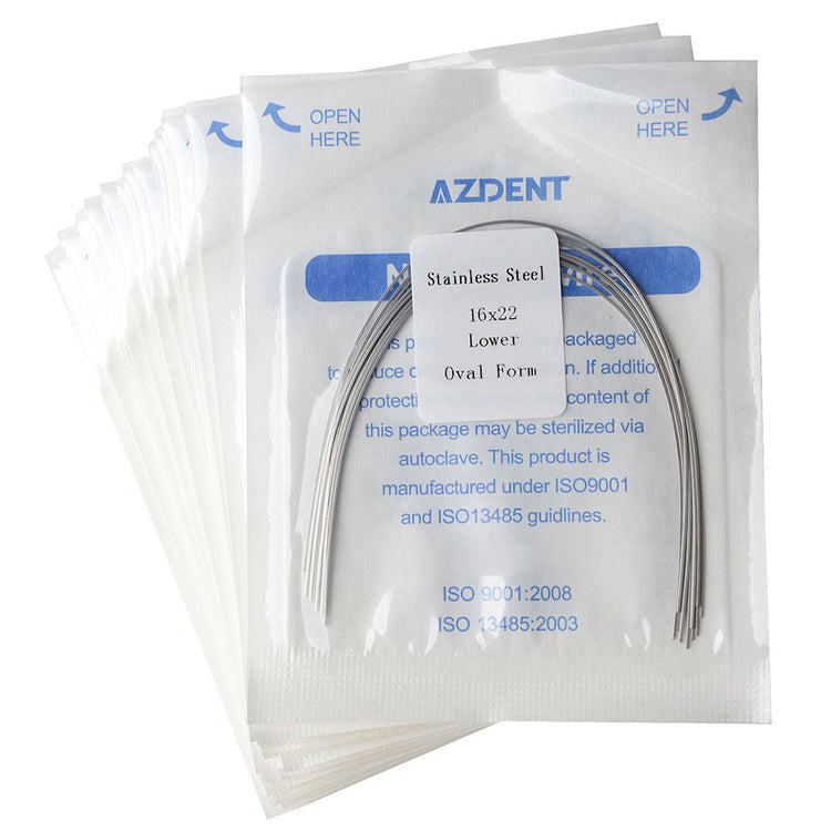20 Packs AZDENT Archwire Stainless Steel Oval Form Rectangular 0.016 x 0.022 Lower 10pcs/Pack - azdentall.com