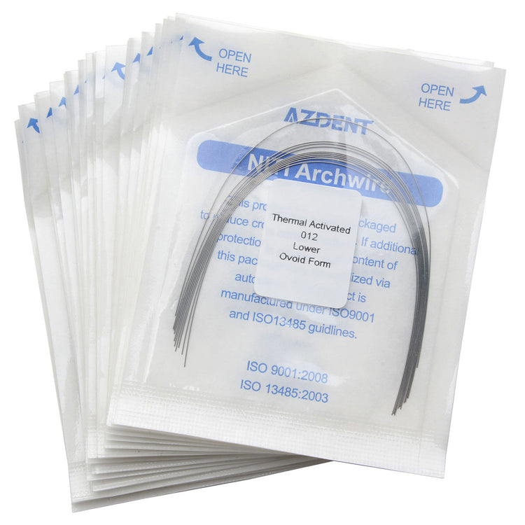 AZDENT Thermal Active NiTi Arch Wire Ovoid Form Round 0.012 Lower 10pcs/Pack - azdentall.com