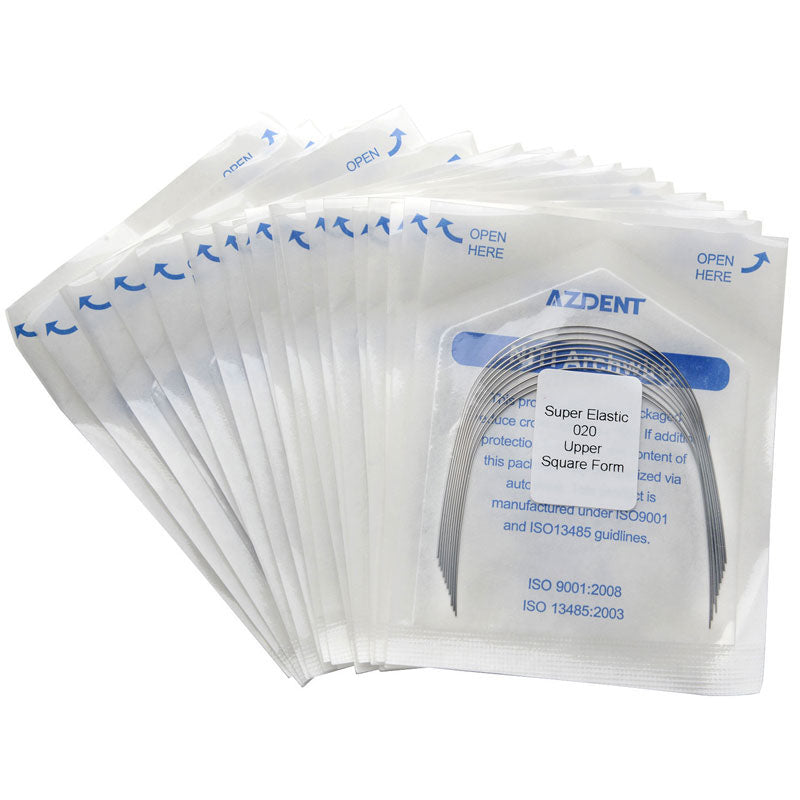 AZDENT Dental Orthodontic Archwires NiTi Super Elastic Square Round Full Size 10pcs/Pack - azdentall.com