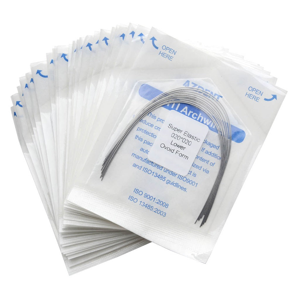 AZDENT Dental Orthodontic Archwire Niti Super Elastic Ovoid Rectangular 0.020 x 0.020 Lower 10pcs/Pack - azdentall.com