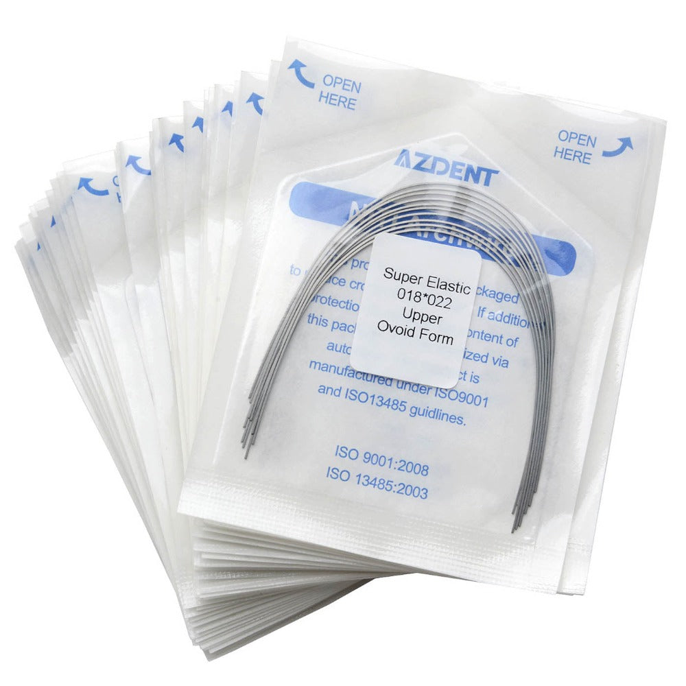 AZDENT Dental Orthodontic Archwires Niti Super Elastic Ovoid Rectangular 0.018 x 0.022 Upper 10pcs/Pack - azdentall.com