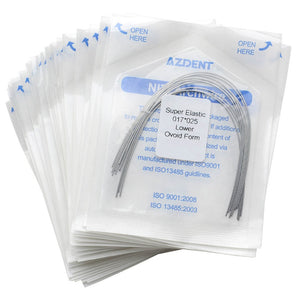 AZDENT Dental Orthodontic Archwire Niti Super Elastic Ovoid Form Rectangular 0.017 x 0.025 Lower 10pcs/Pack - azdentall.com