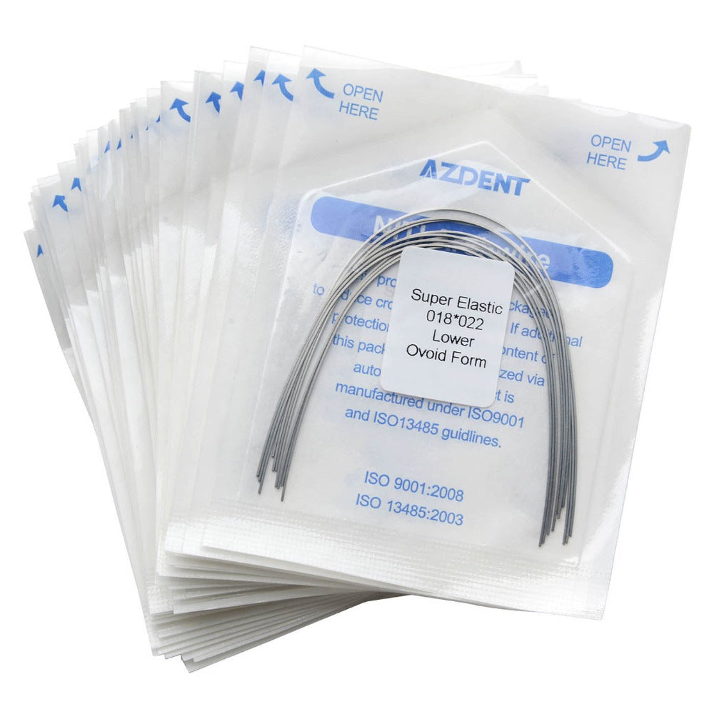 AZDENT Dental Orthodontic Archwires Niti Super Elastic Ovoid Rectangular Full Size 10pcs/Pack - azdentall.com