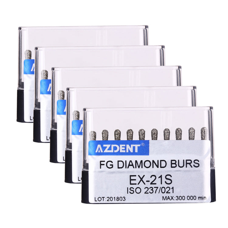5 Boxes AZDENT FG Diamond Burs EX-21S 10pcs/Box - azdentall.com