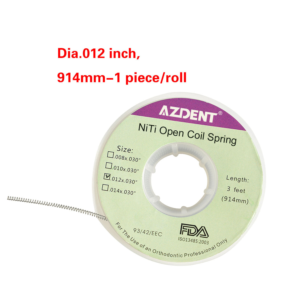 AZDENT Dental Open Coil Springs Niti 0.012*0.030 1pc/Roll - azdentall.com