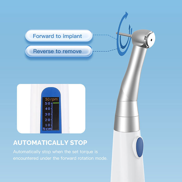 Dental Electric Wireless Torque Driver Universal Implant Torque Wrench 16pcs Drivers 10-50Ncm 360° Rotating - azdentall.com