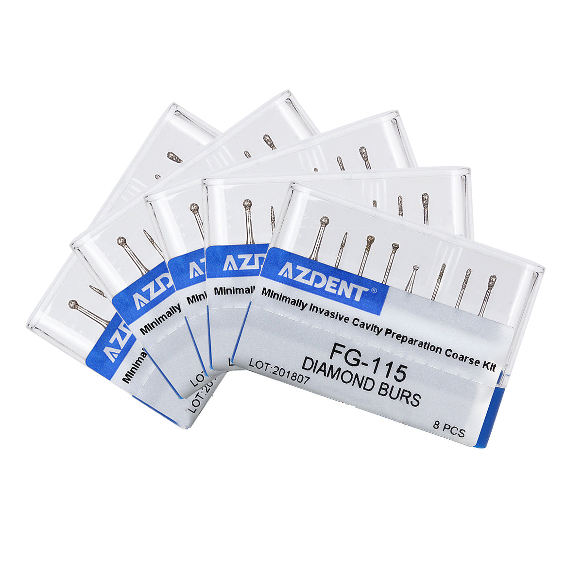 5 Boxes AZDENT Dental Diamond Bur FG-115 Minimally Invasive Cavity Preparation Coarse Kit 8pcs/Kit - azdentall.com