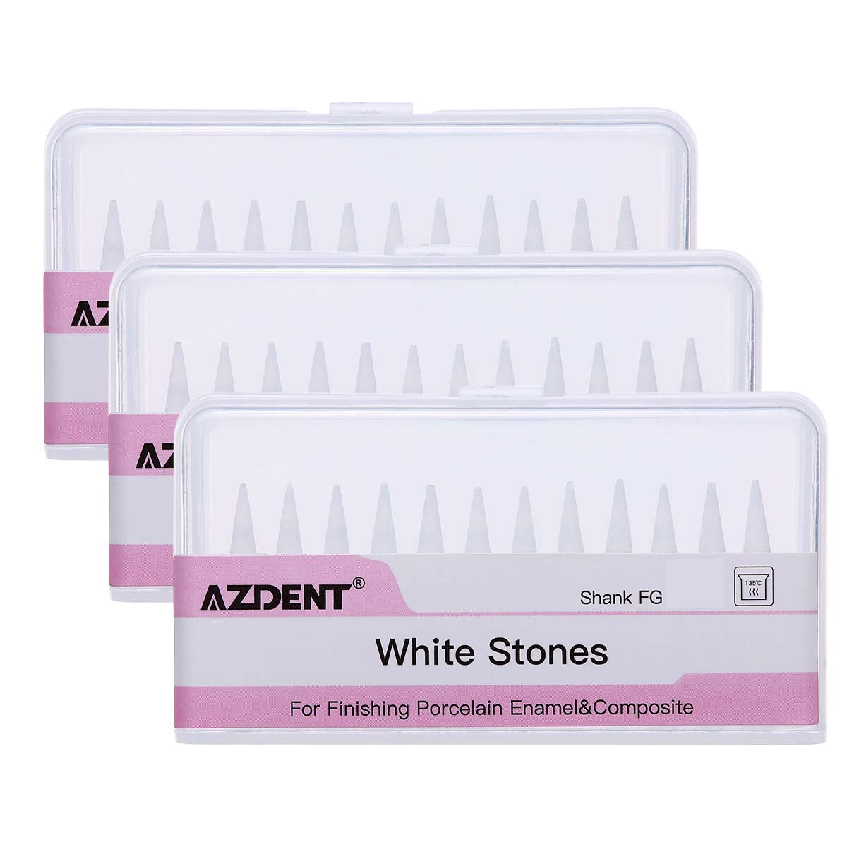 12-Piece Dental Polishing Burs Kit – Cone Shape White Stone – Porcelain Resin