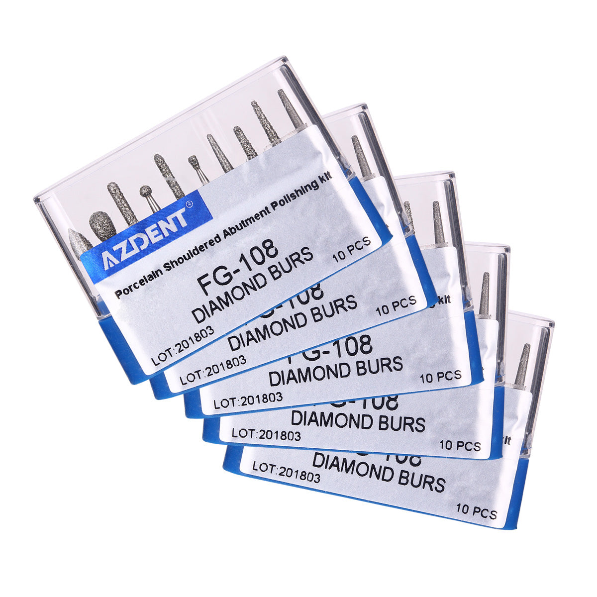 5 Boxes AZDENT Dental Diamond Bur FG-108 Porcelain Shouldered Abutment Polishing Kit 10pcs/Kit - azdentall.com