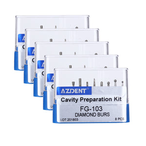 5 Kits AZDENT Dental Diamond Bur FG-103 Cavity Preparation Kit 8pcs/Kit - azdentall.com