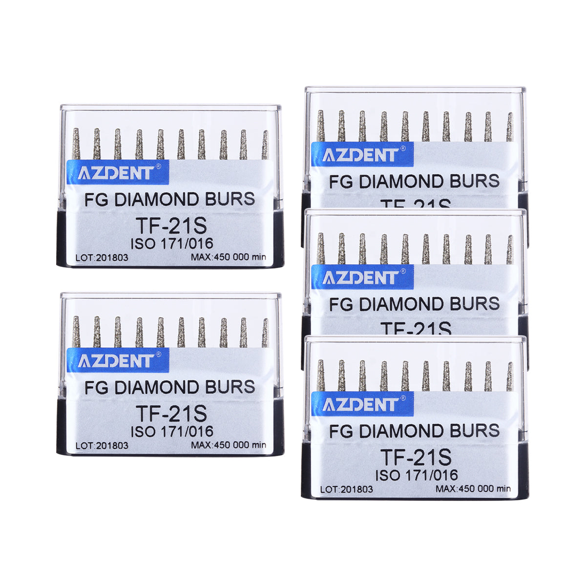 5 Boxes AZDENT FG Diamond Burs TF-21S 10pcs/Box - azdentall.com