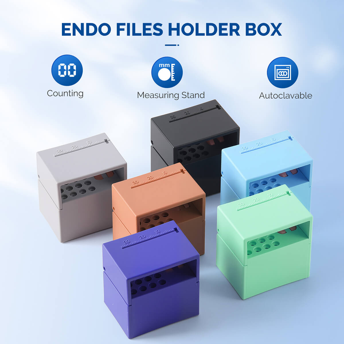 Dental 20 Holes Endo Files Disinfection Box With Memory Holder & Measuring Counter - azdentall.com