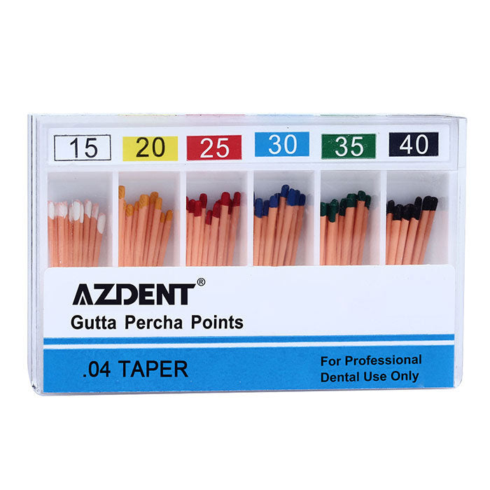 AZDENT Gutta Percha Points Assorted #15-40 Taper Size 0.02 Color Coded 120/Box - azdentall.com