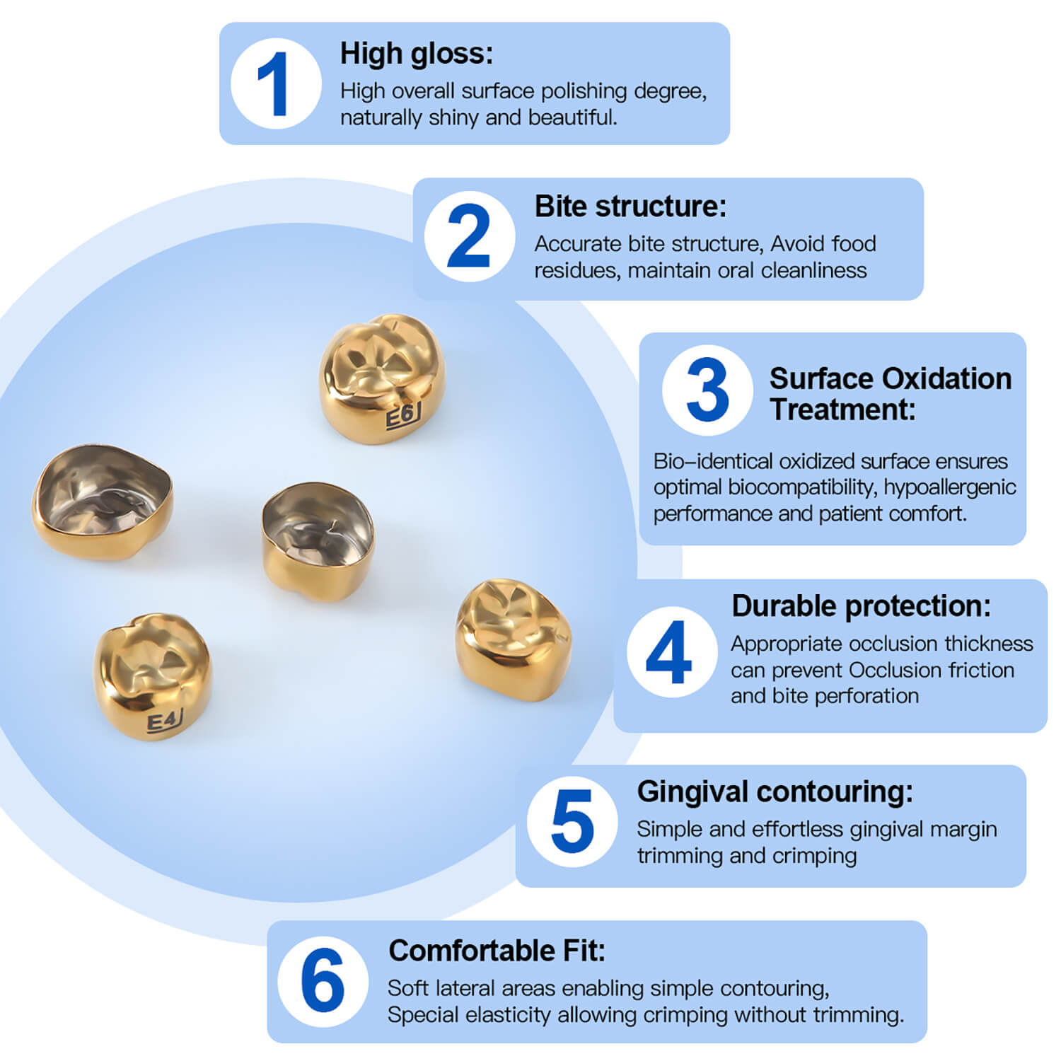 48 Sizes Dental Gold Primary Molar Kids Crown Stainless Steel Preformed Temporary Crowns 5pcs/Box - azdentall.com