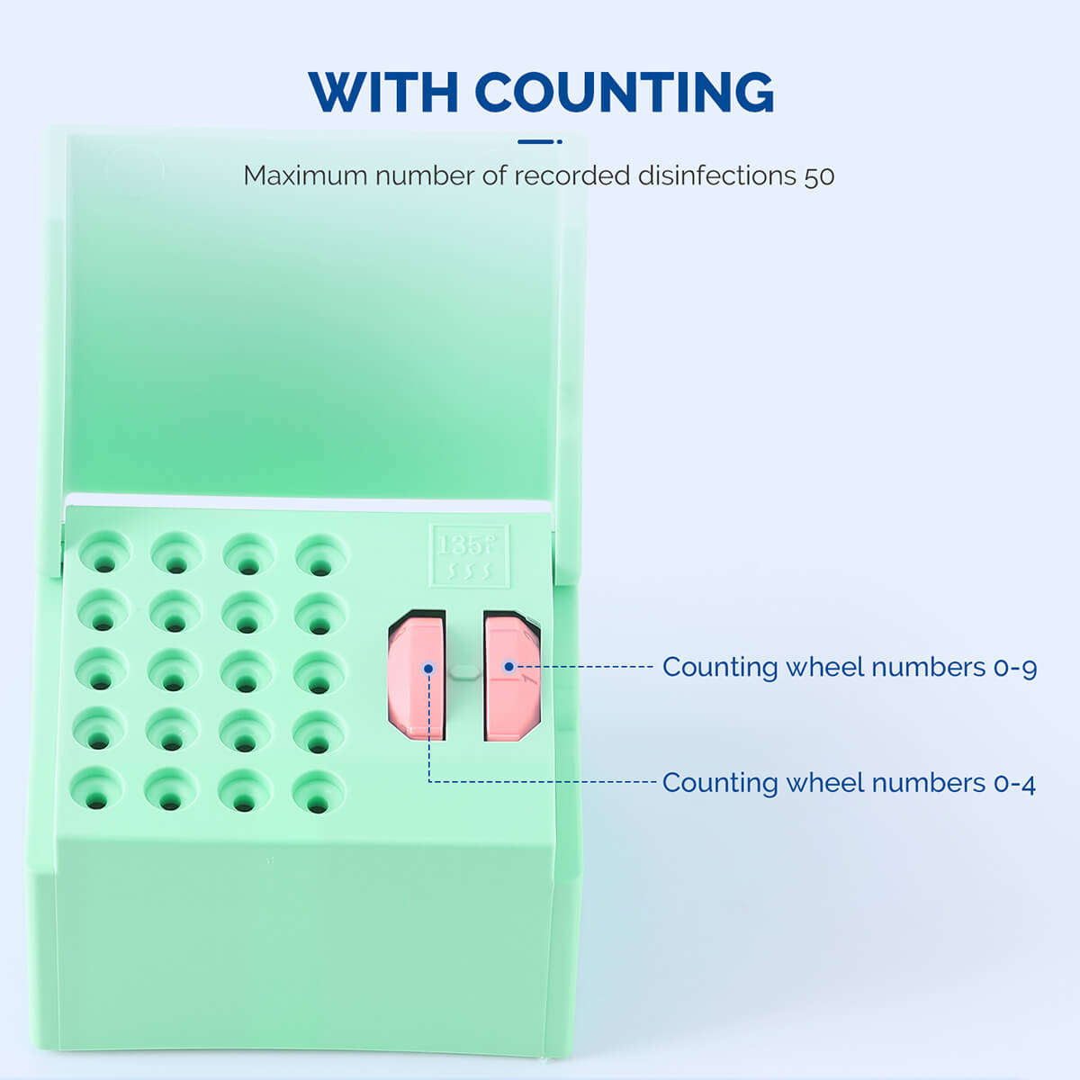 Dental 20 Holes Endo Files Disinfection Box With Memory Holder & Measuring Counter - azdentall.com