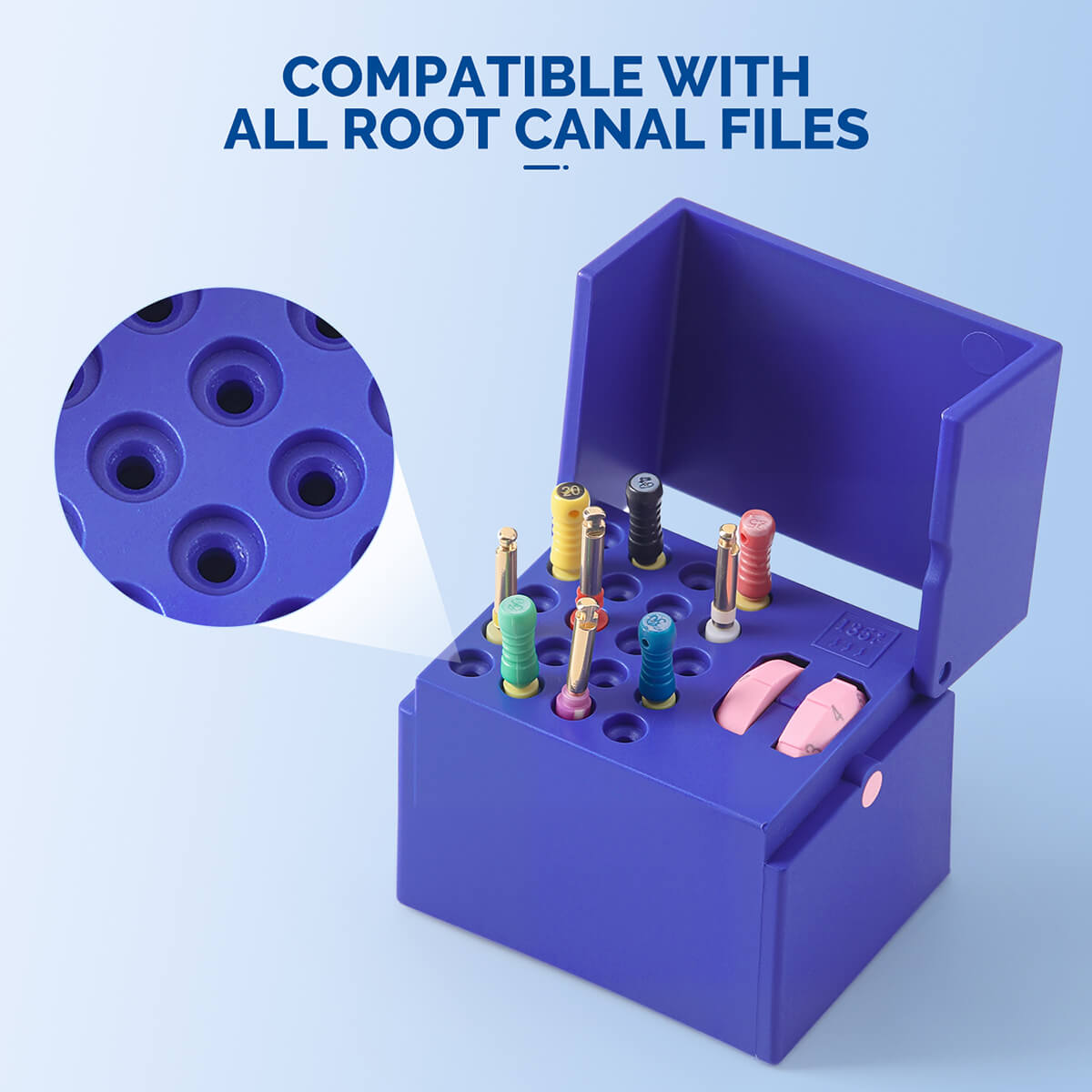 Dental 20 Holes Endo Files Disinfection Box With Memory Holder & Measuring Counter - azdentall.com