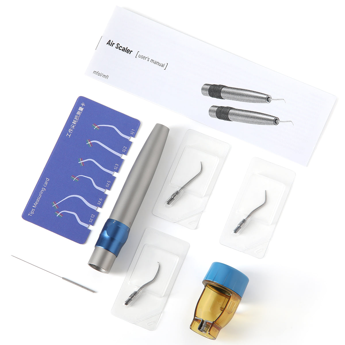 Dental Air Scaler Handpiece with Fiber Optic 3 Power Levels 3 Tips - azdentall.com