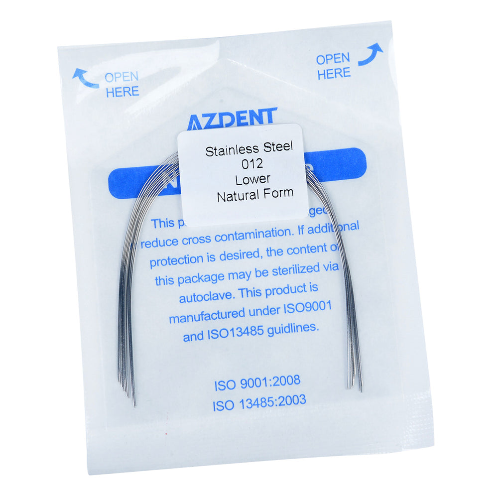 AZDENT Archwire Stainless Steel Round Natural 0.012 Lower 10pcs/Pack - azdentall.com