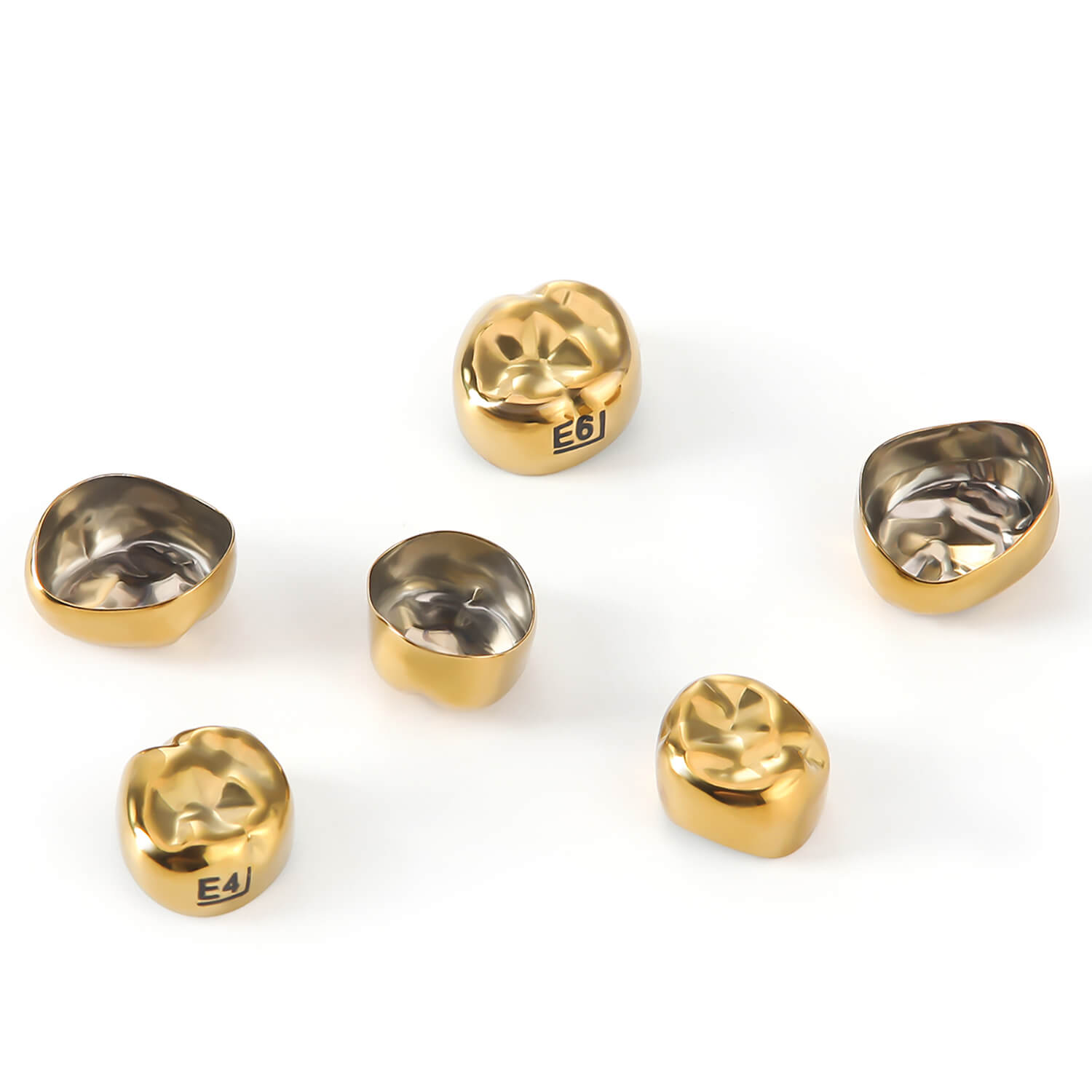 48 Sizes Dental Gold Primary Molar Kids Crown Stainless Steel Preformed Temporary Crowns 5pcs/Box - azdentall.com