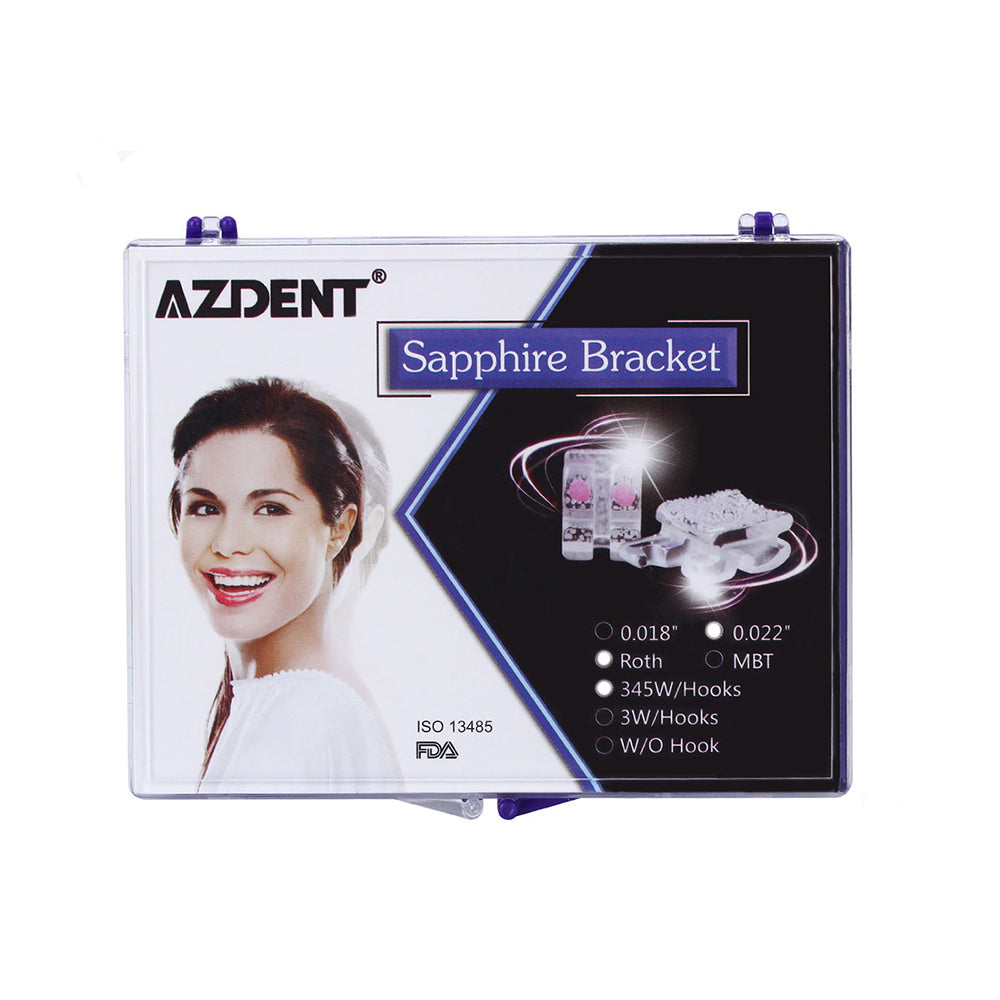 AZDENT Dental Orthodontic Ceramic Bracket Positioning Monocrystalline Sapphire and Buccal Tube Mini Roth .022 345Hooks 28pcs/box - azdentall.com
