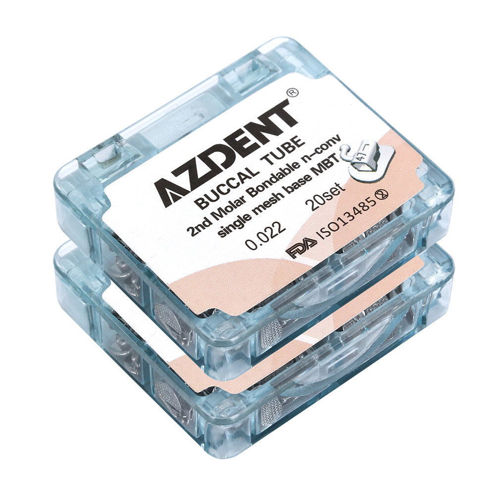 AZDENT Dental Orthodontic Buccal Tube 2nd Molar Bondable Split Non-Convertible MBT 0.022 20Sets/Box - azdentall.com