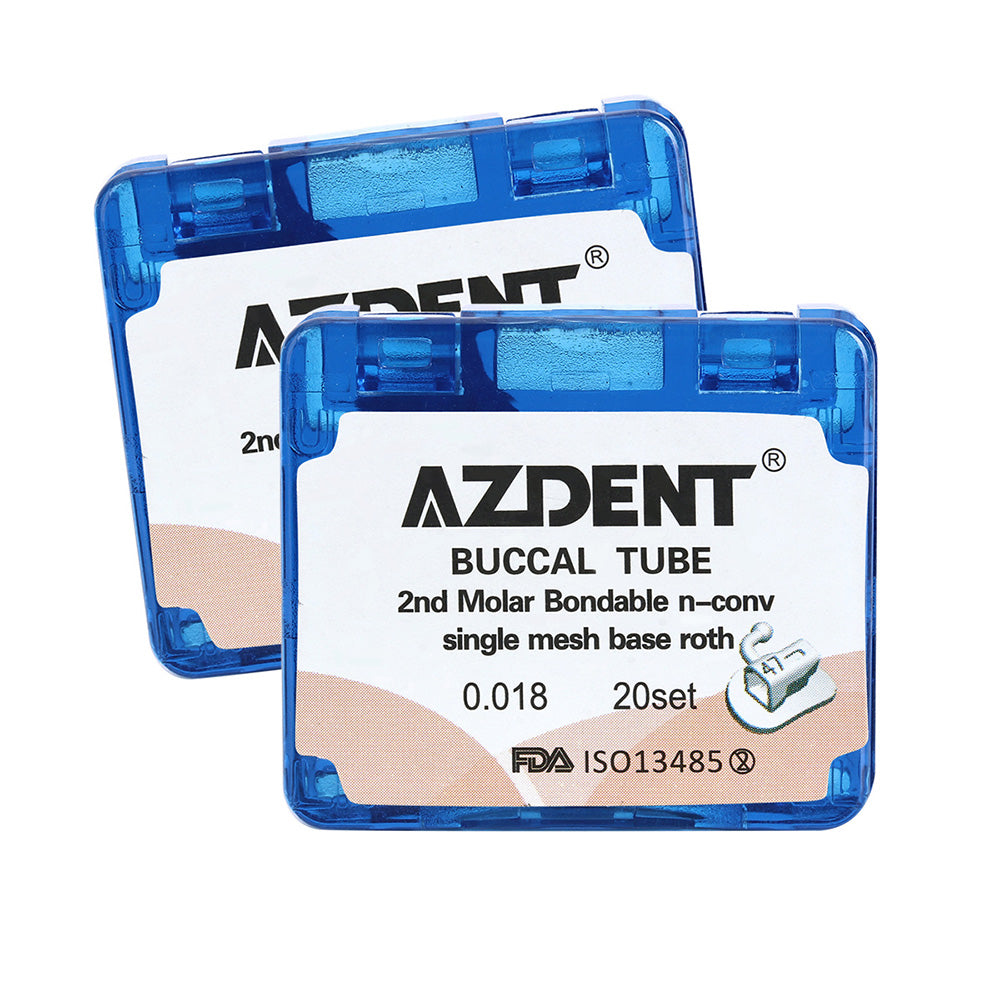 AZDENT Dental Orthodontic Buccal Tube 2nd Molar Bondable Split Non-Convertible Roth 0.018 20Sets/Box - azdentall.com