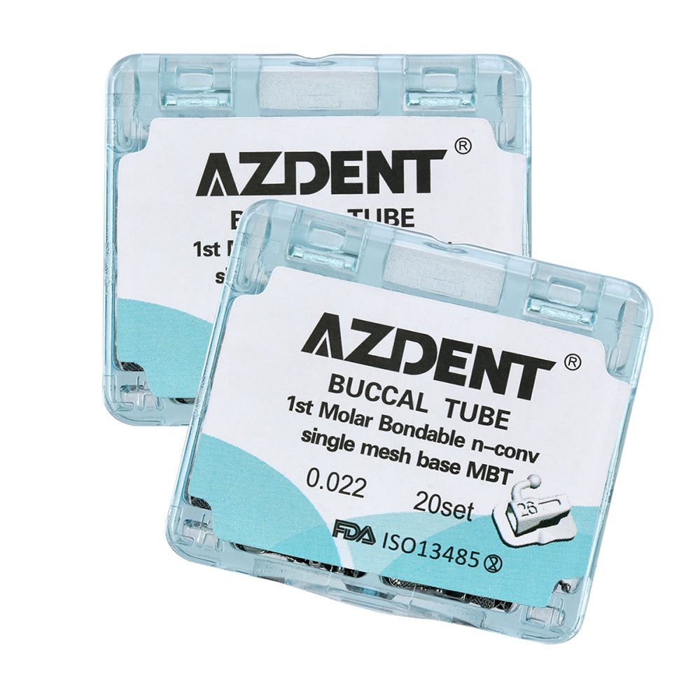 AZDENT Dental Orthodontic Buccal Tube 1st Molar Bondable Split Non-Convertible MBT 0.022 20Sets/Box - azdentall.com