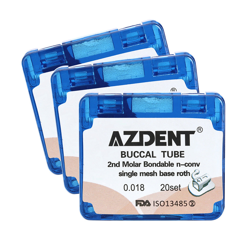 AZDENT Dental Orthodontic Buccal Tube 2nd Molar Bondable Split Non-Convertible Roth 0.018 20Sets/Box - azdentall.com