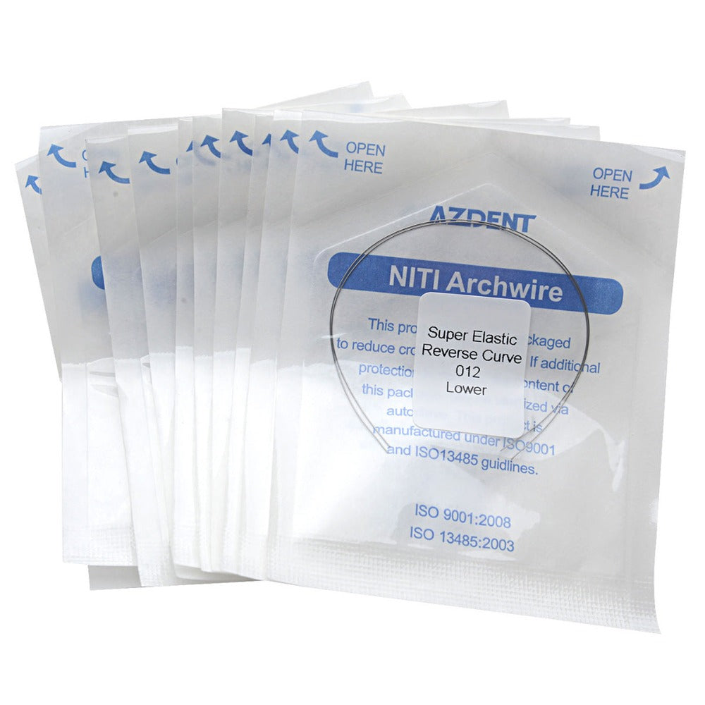 10 Packs AZDENT Archwire NiTi Reverse Curve Round 0.012 Lower 2pcs/Pack - azdentall.com