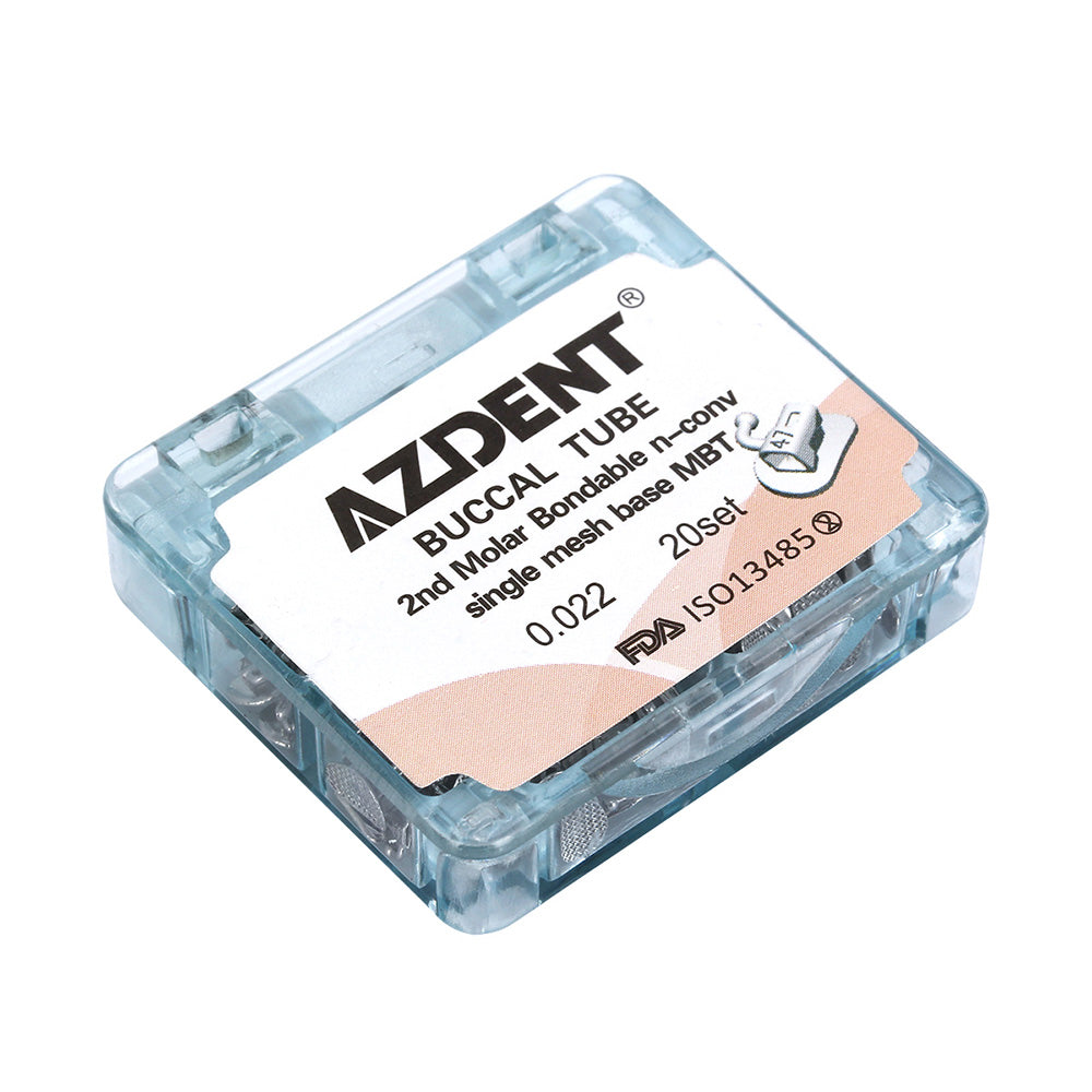 AZDENT Dental Orthodontic Buccal Tube 2nd Molar Bondable Split Non-Convertible MBT 0.022 20Sets/Box - azdentall.com