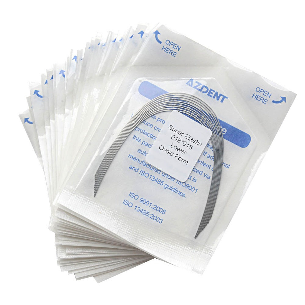 AZDENT Dental Orthodontic Archwires Niti Super Elastic Ovoid Rectangular 0.018 x 0.018 Lower 10pcs/Pack - azdentall.com