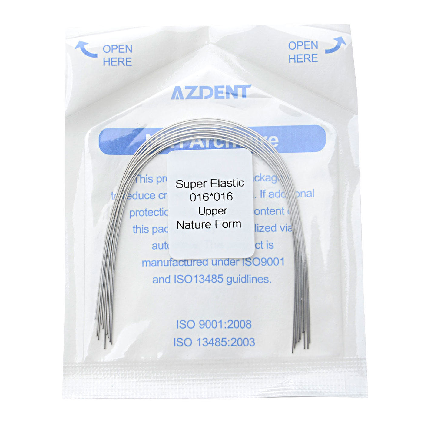 AZDENT Dental Orthodontic Archwires NiTi Super Elastic Natural Form Rectangular 0.016 x 0.016 Upper 10pcs/Pack - azdentall.com