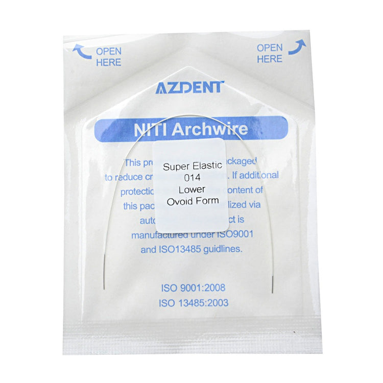 AZDENT Archwire NiTi Super Elastic Colored Coated Ovoid Round 0.014 Lower 1pcs/Pack - azdentall.com