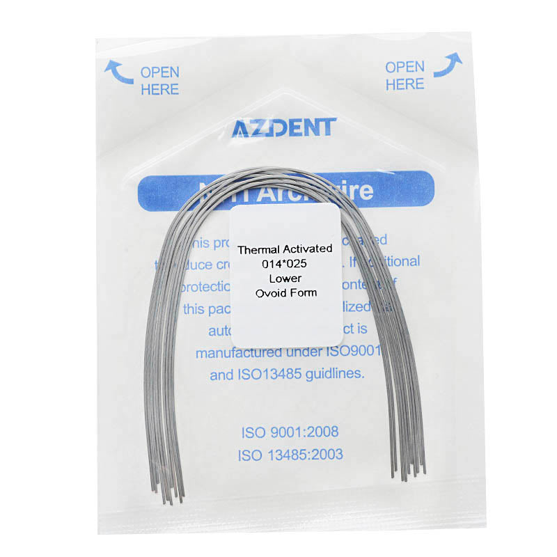AZDENT Thermal Active NiTi Archwire Ovoid Form Rectangular 0.014 x 0.025 Lower 10pcs/Pack - azdentall.com